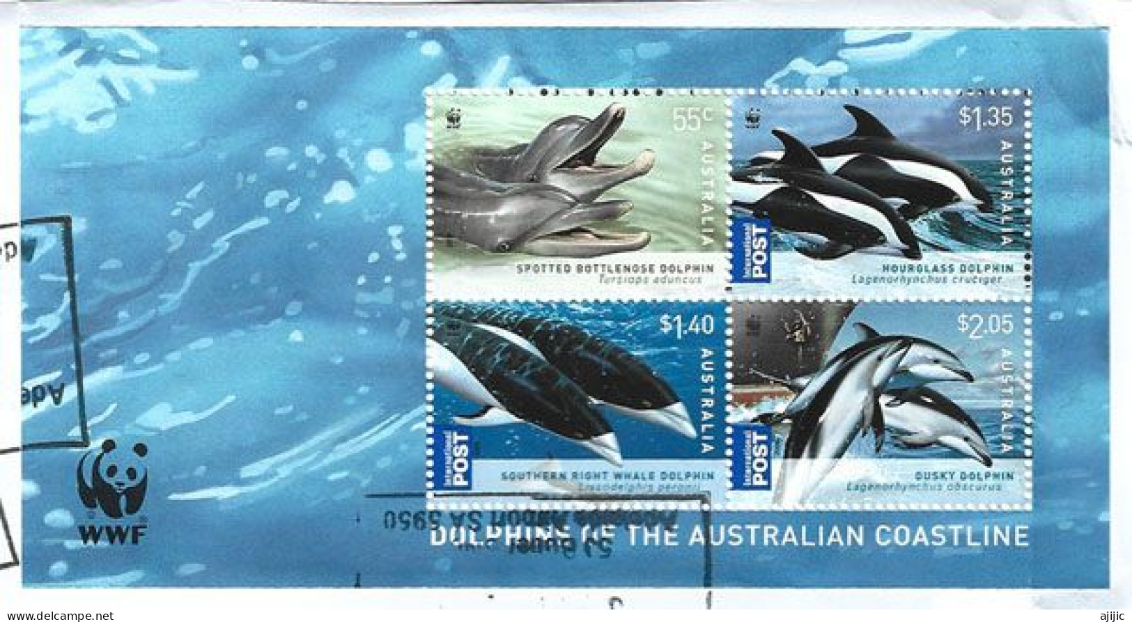 Australie: Dauphins , Bloc-feuillet Oblitéré, WWF, Sur Fragment Lettre - Gebruikt