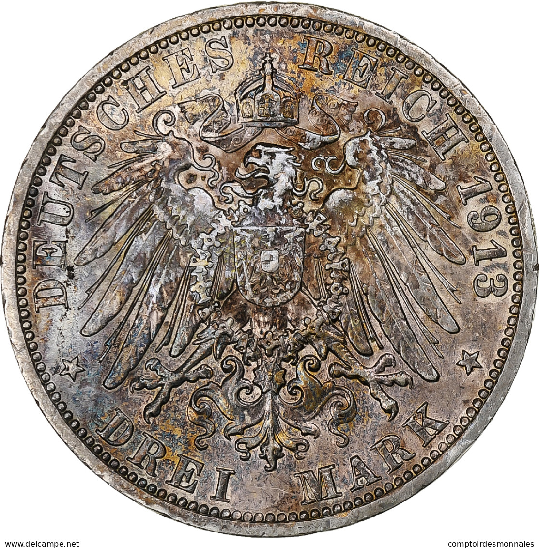 Etats Allemands, PRUSSIA, Wilhelm II, 3 Mark, 1913, Berlin, Argent, SUP, KM:535 - Otros & Sin Clasificación