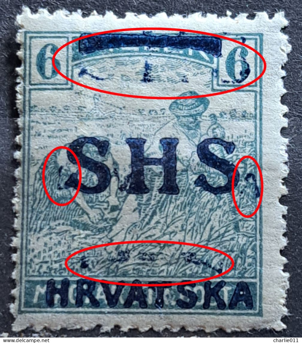 HARVESTERS-6 FIL-OVERPRINT SHS HRVATSKA- ERROR - HUNGARY - CROATIA-1919 - Croatie