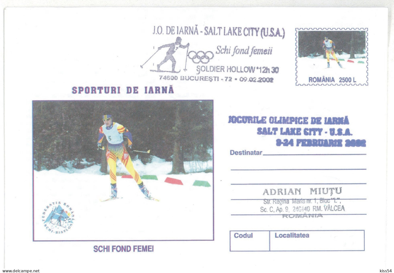 IP 2001 - 0234c U. S. A. SALT LAKE CITY 2002 - SKI Women - Winter Olympic Games - Stationery - Used - 2001 - Hiver 2002: Salt Lake City