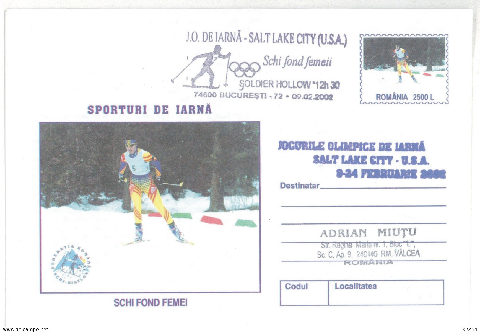 IP 2001 - 0234c U. S. A. SALT LAKE CITY 2002 - SKI Women - Winter Olympic Games - Stationery - Used - 2001 - Invierno 2002: Salt Lake City