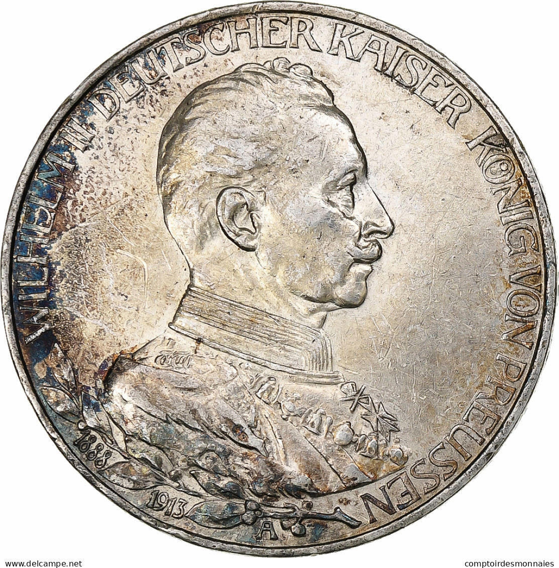 Etats Allemands, PRUSSIA, Wilhelm II, 3 Mark, 1913, Berlin, Argent, SUP, KM:535 - Autres & Non Classés