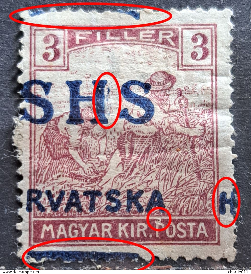 HARVESTERS-3 FIL-OVERPRINT SHS HRVATSKA- ERROR - HUNGARY - CROATIA-1919 - Croatie