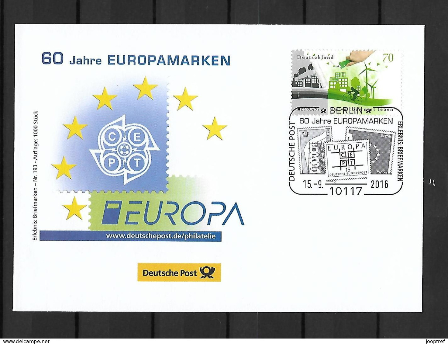 RARE 2016 Joint Europa Cept, OFFICIAL FDC POSTAL STATIONARY GERMANY: Think Green - 2016