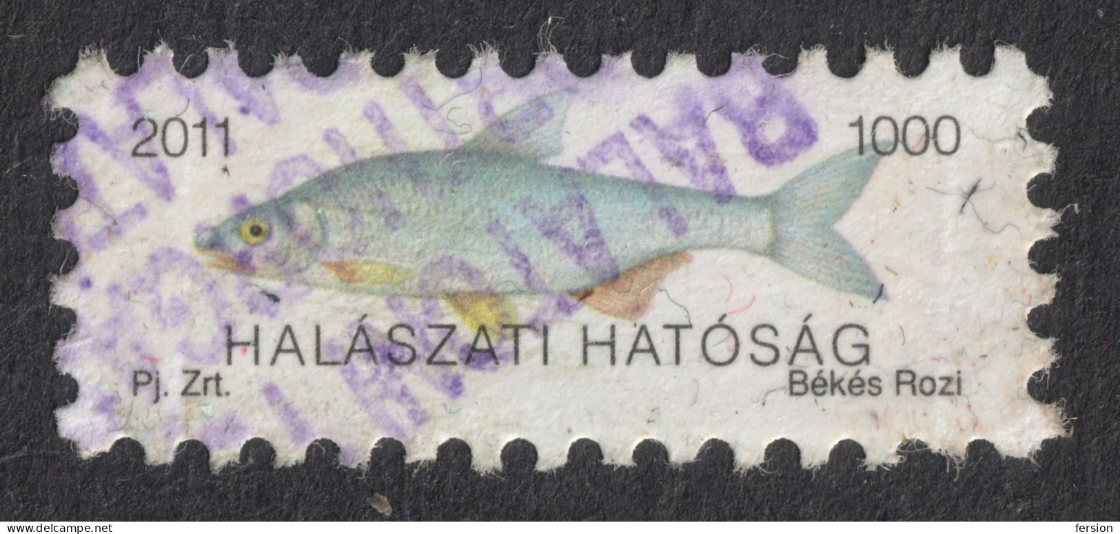 Fishing License Revenue Tax Stamp / Self Adhesive Label Vignette - Fisher Fish - Hungary 2011 - Used / Small Damages - Steuermarken