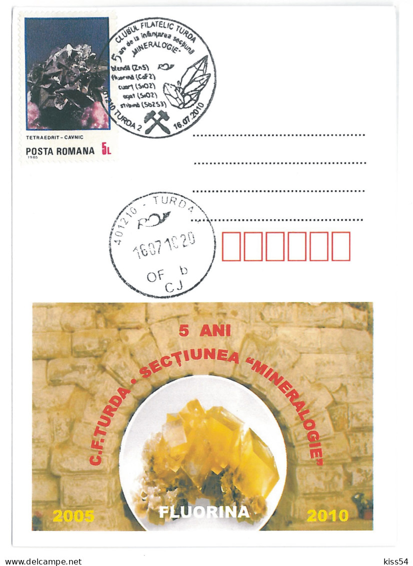 COV 50 - 1530, FLUORINA, Romania - Cover - Used - 2010 - Minerals