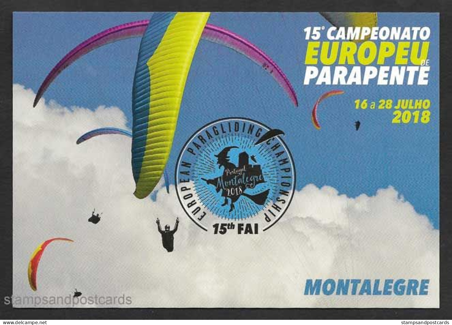 Portugal Entier Postal 2018 Championnat Europe Parapente Montalegre Cachet Stationery Paragliding Championship Pmk - Parachutespringen