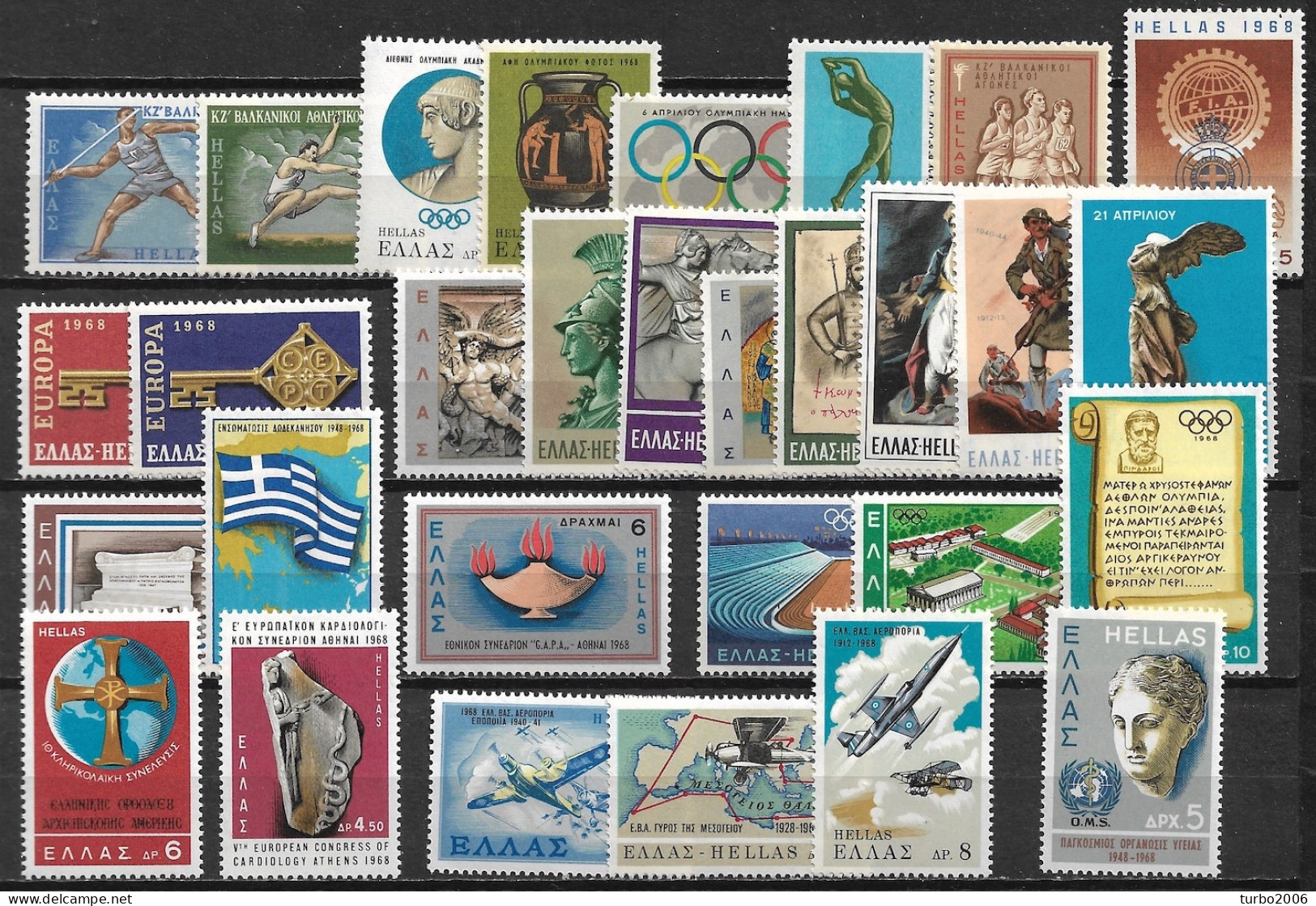 GREECE 1968 Complete All Sets MNH Vl. 1031 / 1060 - Volledig Jaar