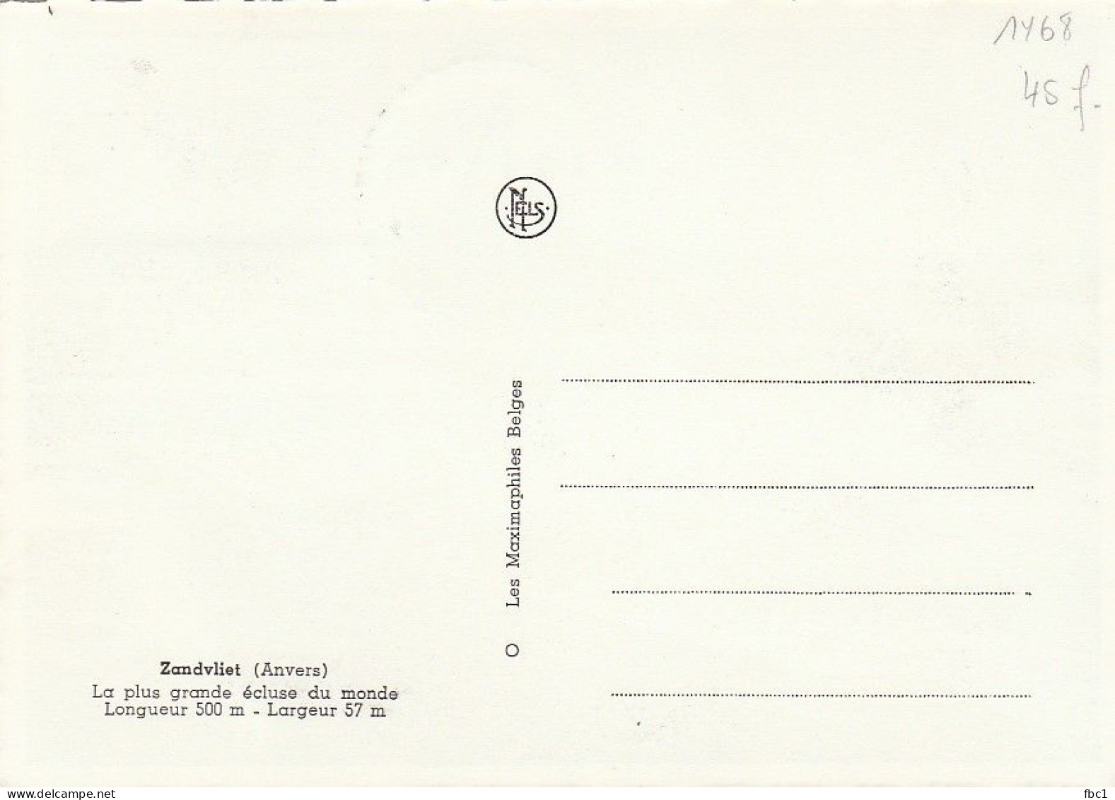 Carte Maximum - Belgique - 1968 - Zandvliet - Ecluse (N°1468) - 1961-1970