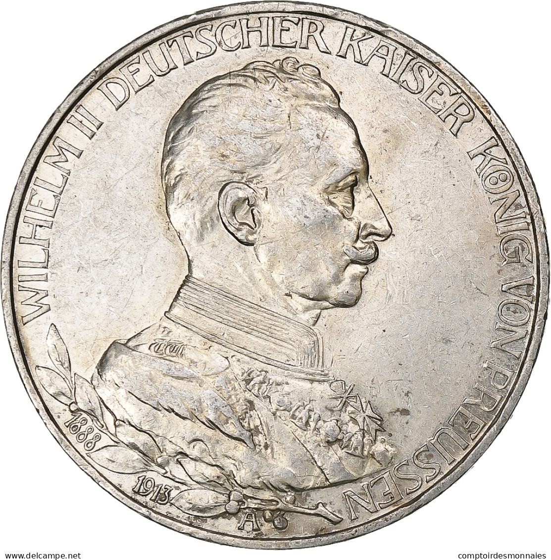 Etats Allemands, PRUSSIA, Wilhelm II, 3 Mark, 1913, Berlin, Argent, TTB, KM:535 - Autres & Non Classés