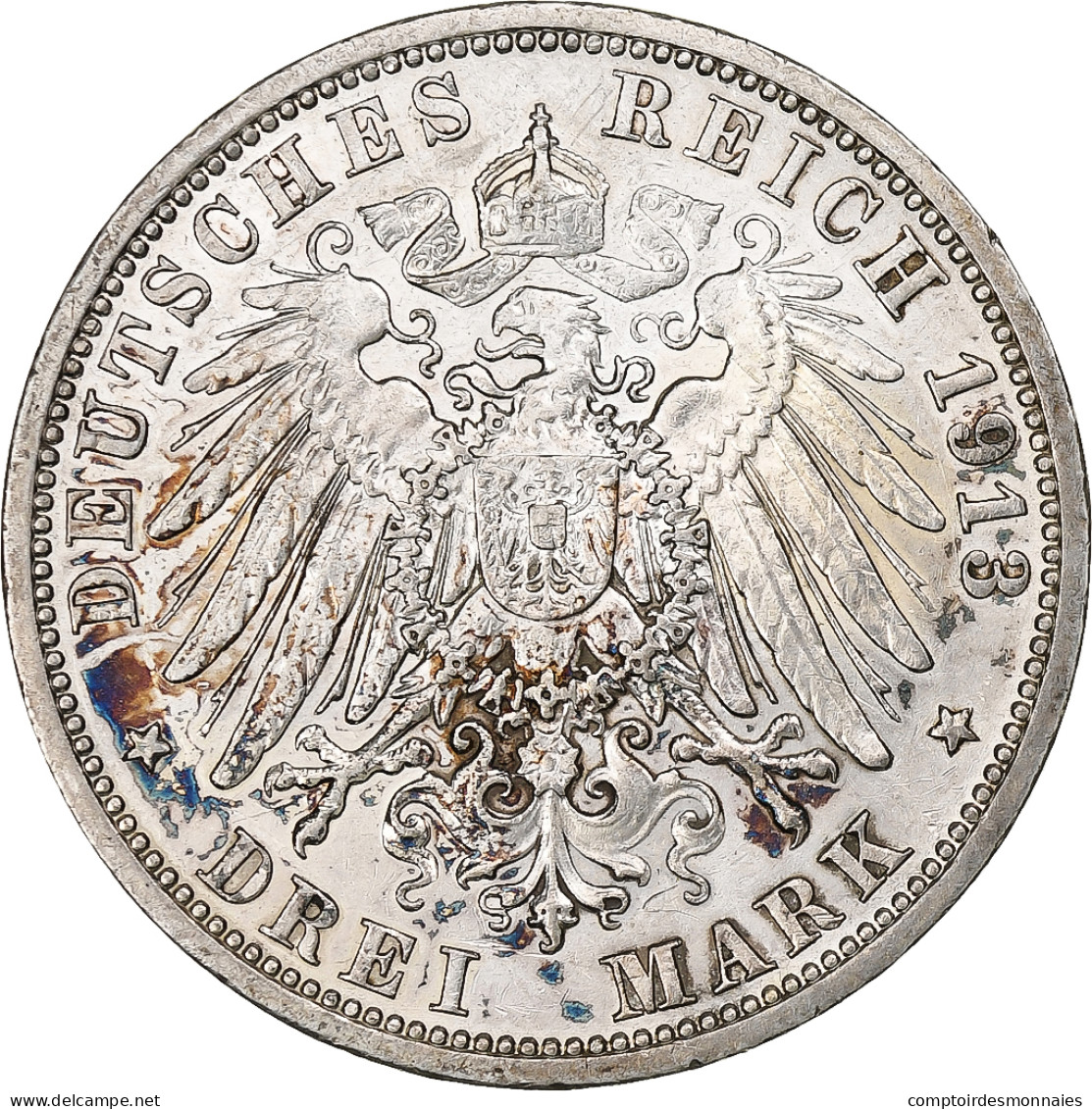 Etats Allemands, PRUSSIA, Wilhelm II, 3 Mark, 1913, Berlin, Argent, TTB, KM:535 - Autres & Non Classés
