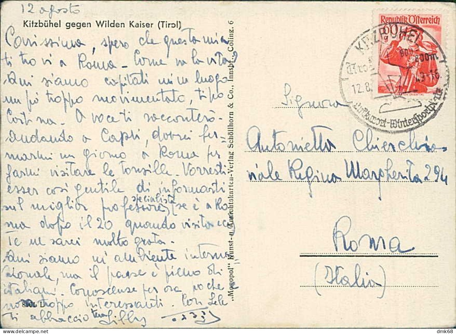 AUSTRIA - KITZBUHEL GEGEN WILDEN KAISER - TIROL - VERLAG MONOPOL - MAILED 1949 (18036) - Kitzbühel