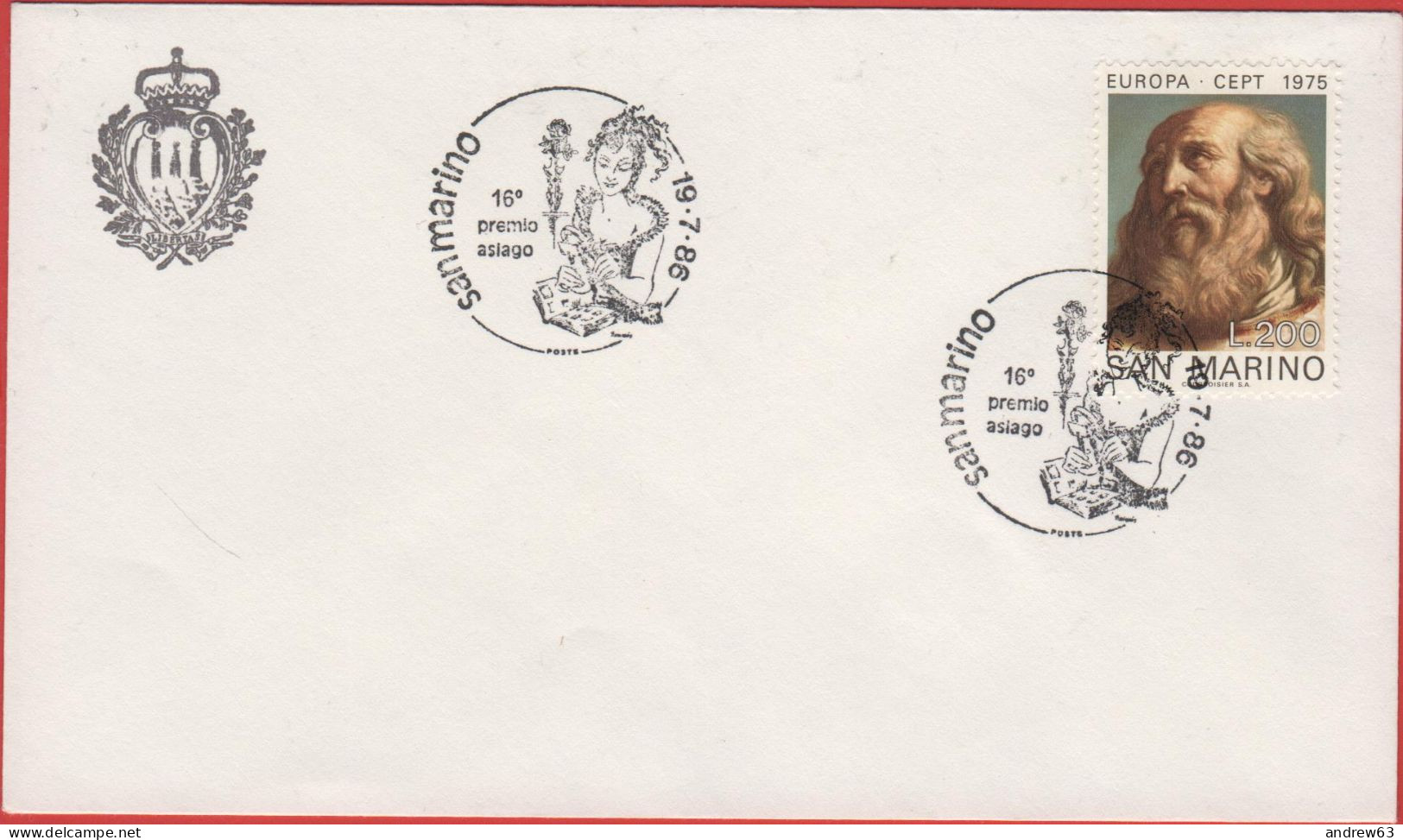 Repubblica Di San Marino - 1986 - 200 Europa Cept + Annullo 16° Premio Asiago - Storia Postale