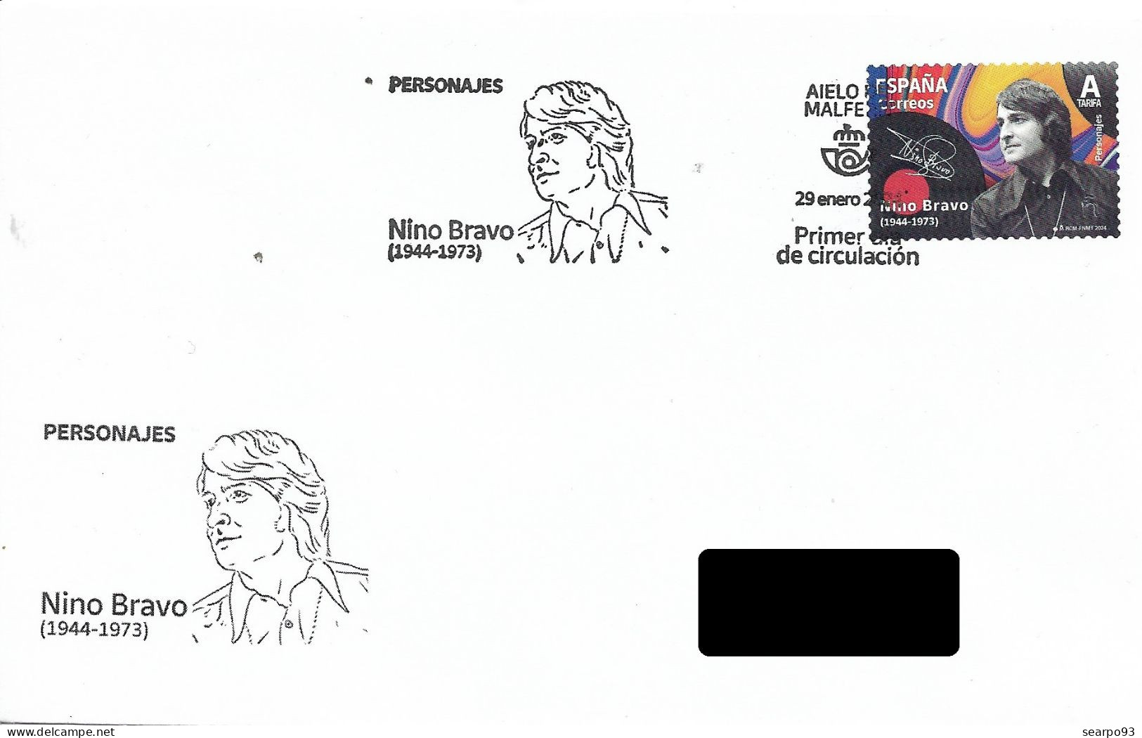 SPAIN. FDC. SINGER NINO BRAVO. MUSIC. AIELO DE MALFERIT (VALENCIA). 2024 - FDC