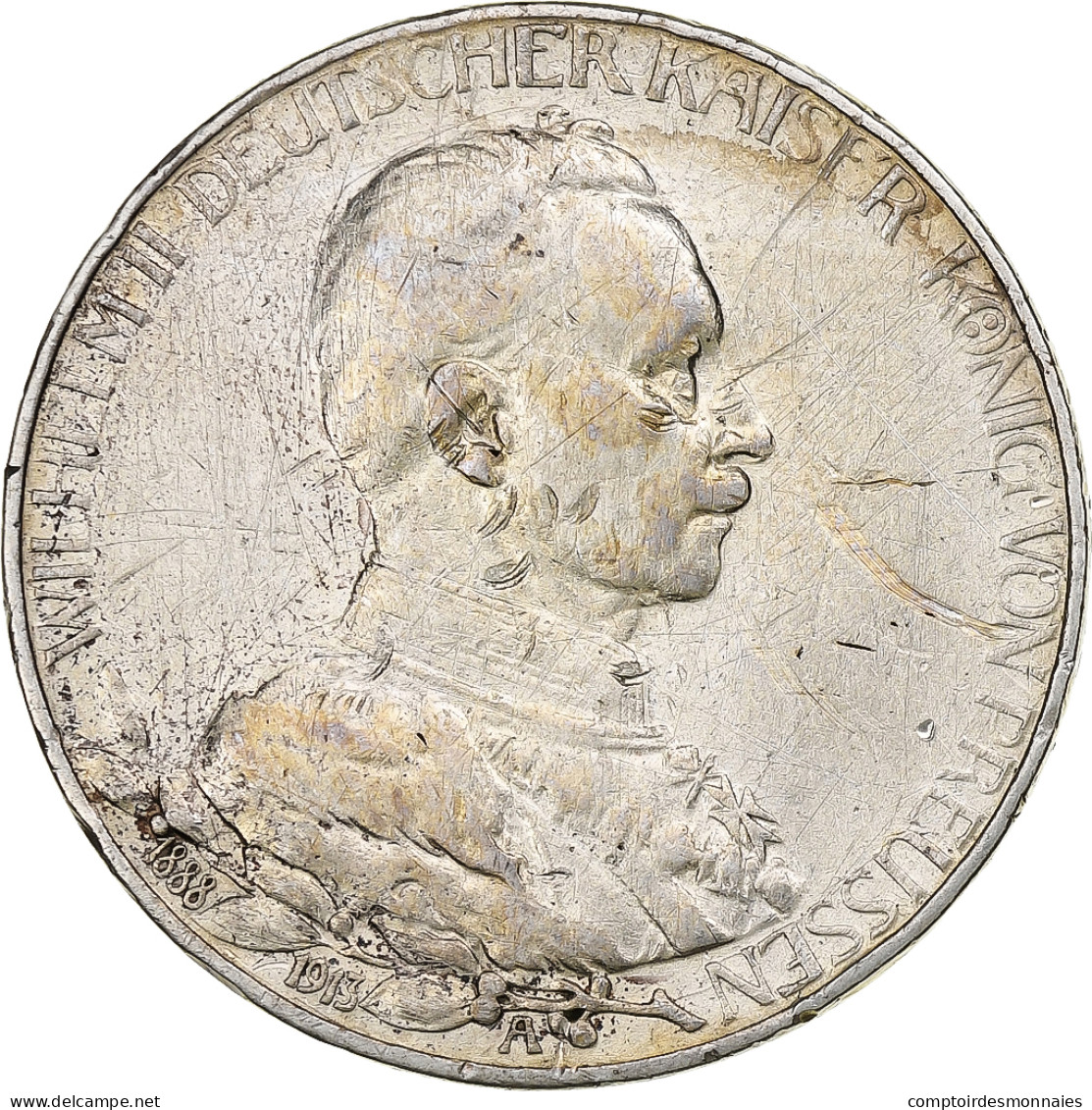 Etats Allemands, PRUSSIA, Wilhelm II, 3 Mark, 1913, Berlin, Argent, TB+, KM:535 - Autres & Non Classés