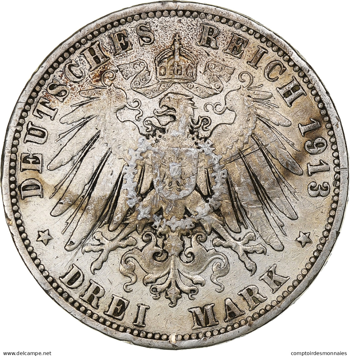 Etats Allemands, PRUSSIA, Wilhelm II, 3 Mark, 1913, Berlin, Argent, TB+, KM:535 - Autres & Non Classés