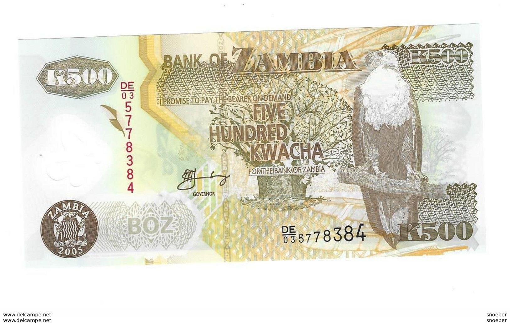 *zambia 500 Kwacha 2005 43d  Unc - Zambia