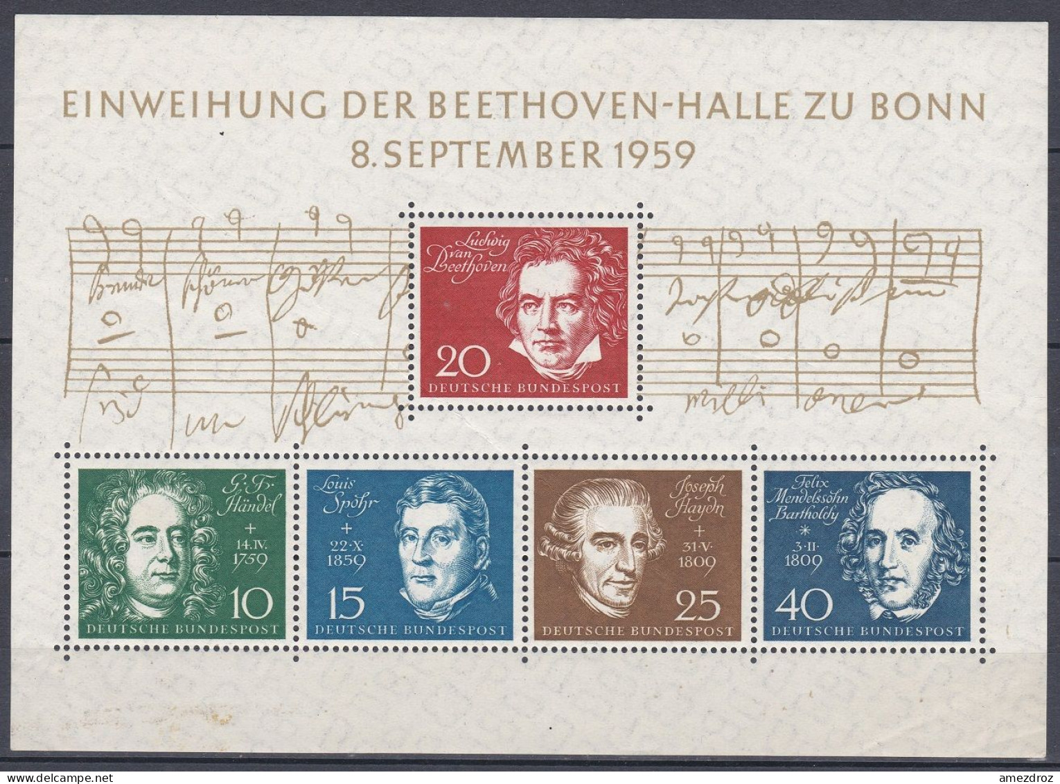 Allemagne RFA 1959 NMH ** Consécration De La Salle Beethoven à Bonn (1B) - 1959-1980