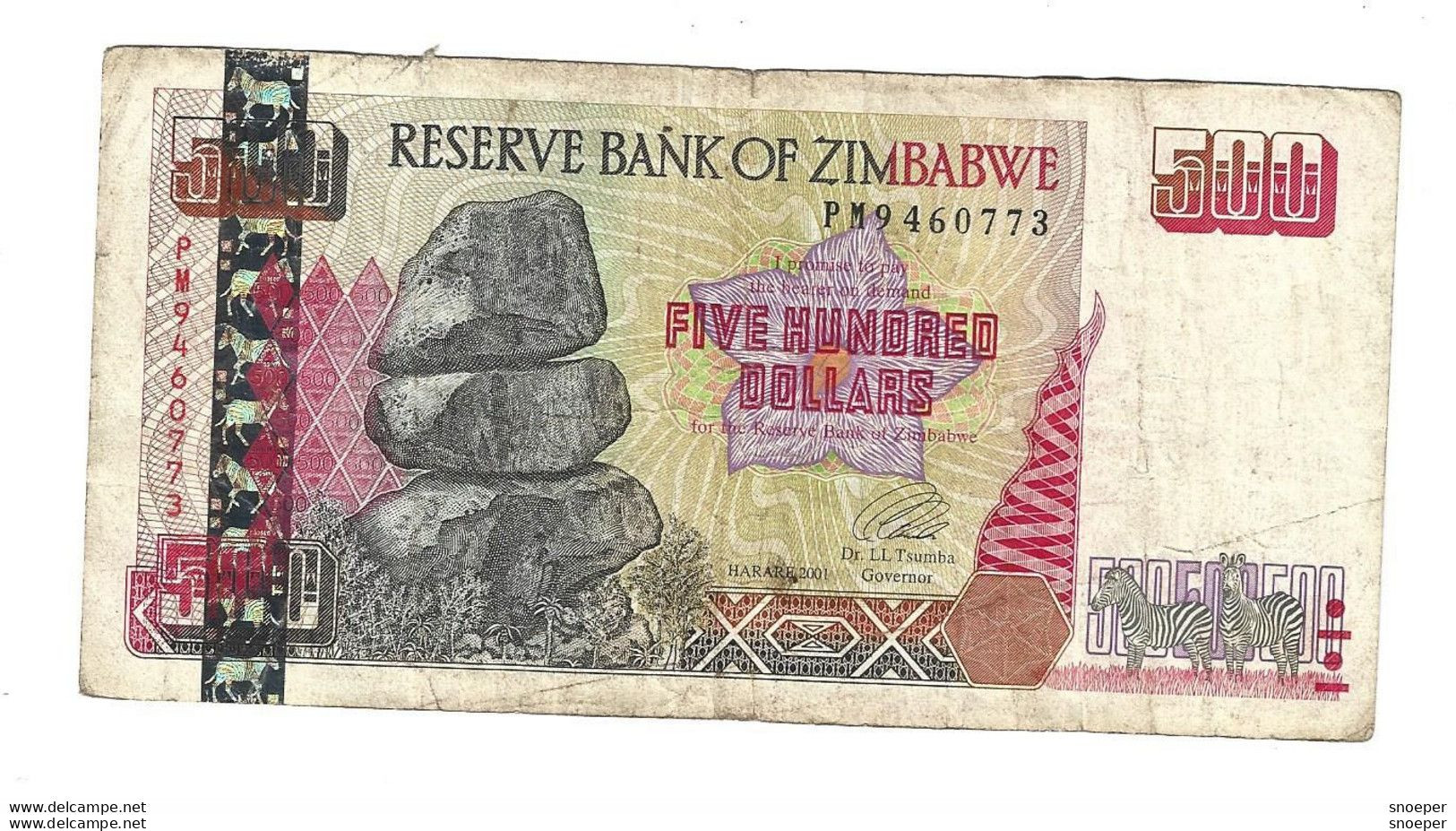 *zimbabwe 500 Dollars 2001  10 - Simbabwe