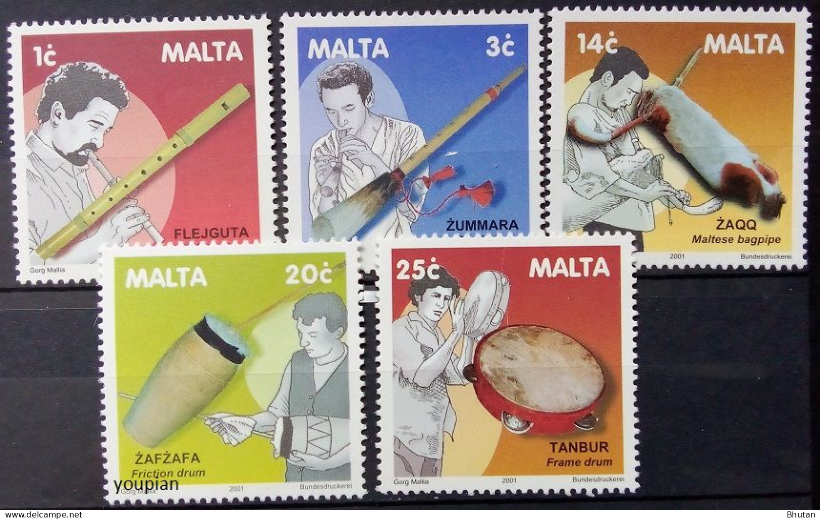 Malta 2001, Musical Instruments, MNH Stamps Set - Malta