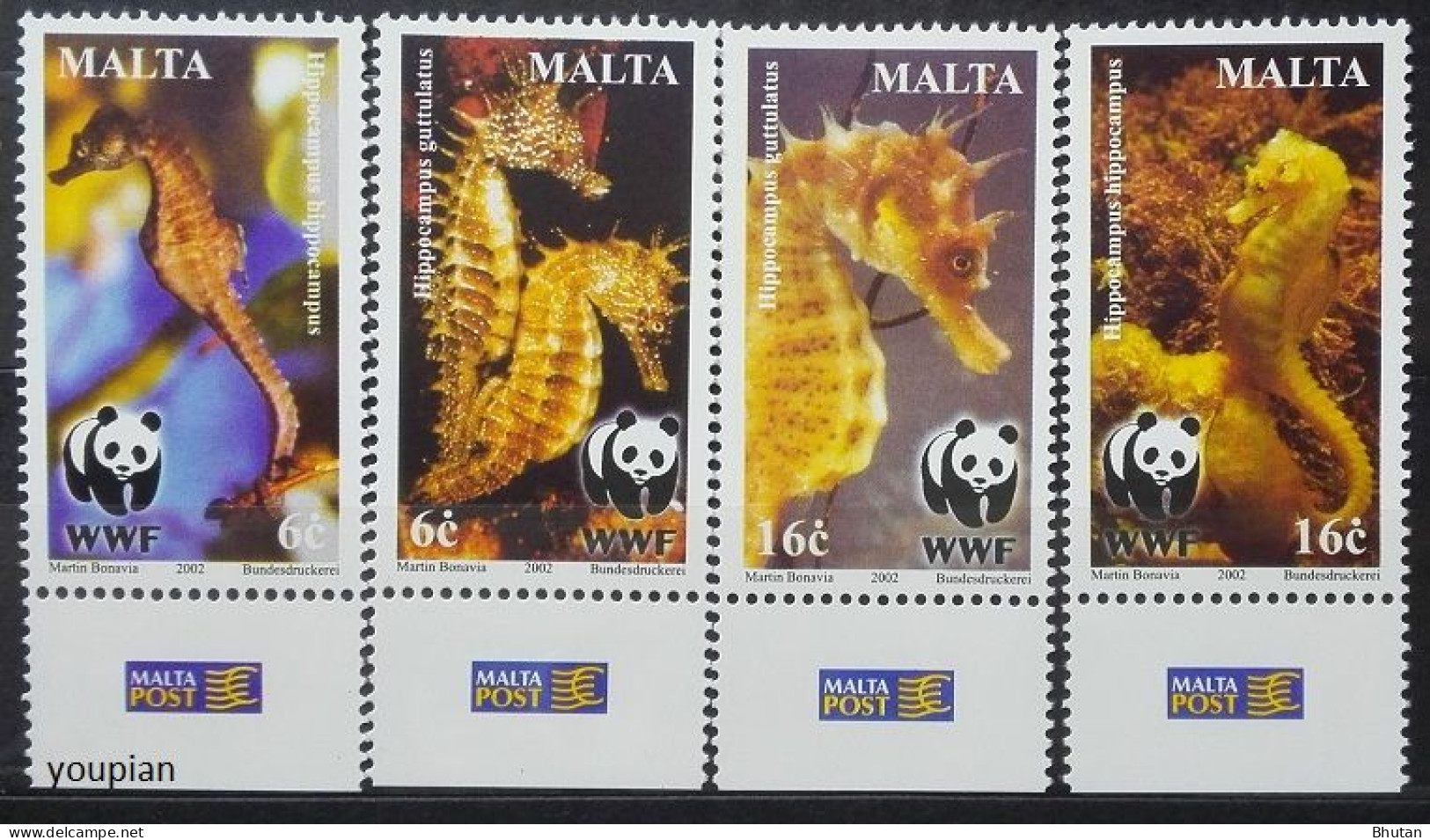 Malta 2002, WWF - Seahorse, MNH Stamps Set - Malta