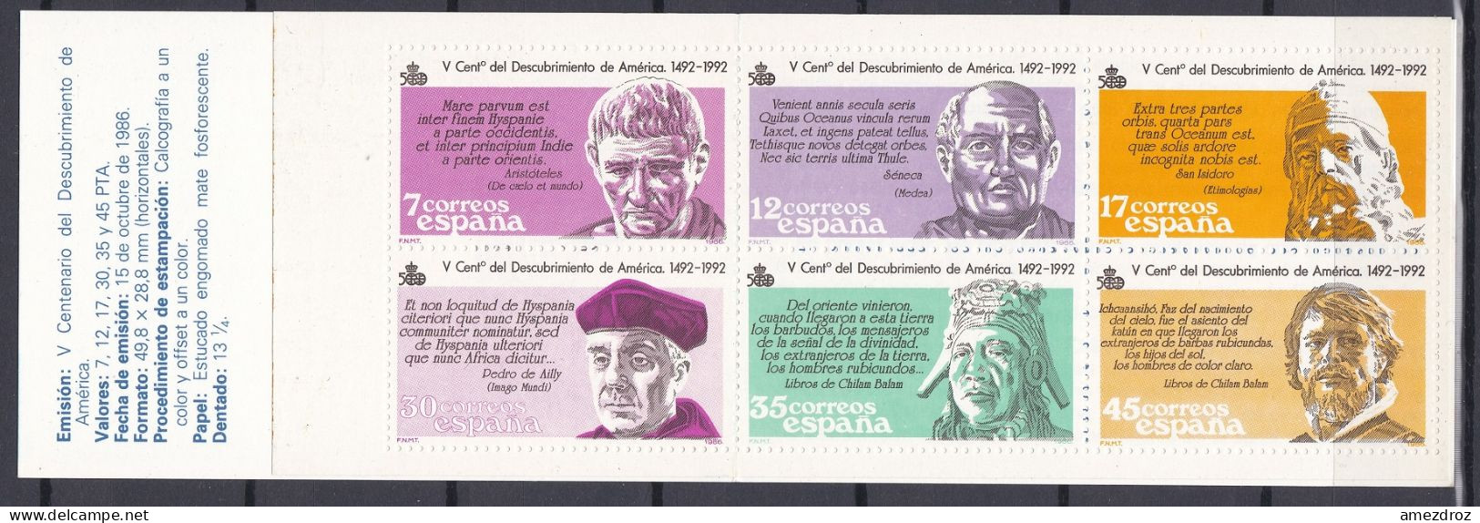 Espagne Carnet NMH  500e Anniversaire De La Découverte De L'Amérique  (A) - Booklets