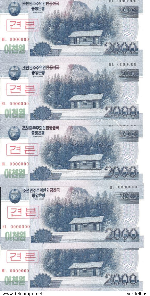 COREE DU NORD 2000 WON 2008 UNC P 65 S ( 5 Billets ) - Korea, Noord