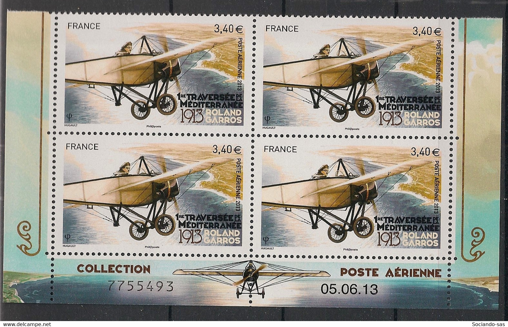 FRANCE - 2013 - Poste Aérienne PA N°YT. 77a - Morane-Saulnier - Bloc De 4 Coin Daté - Neuf Luxe ** / MNH - Airmail