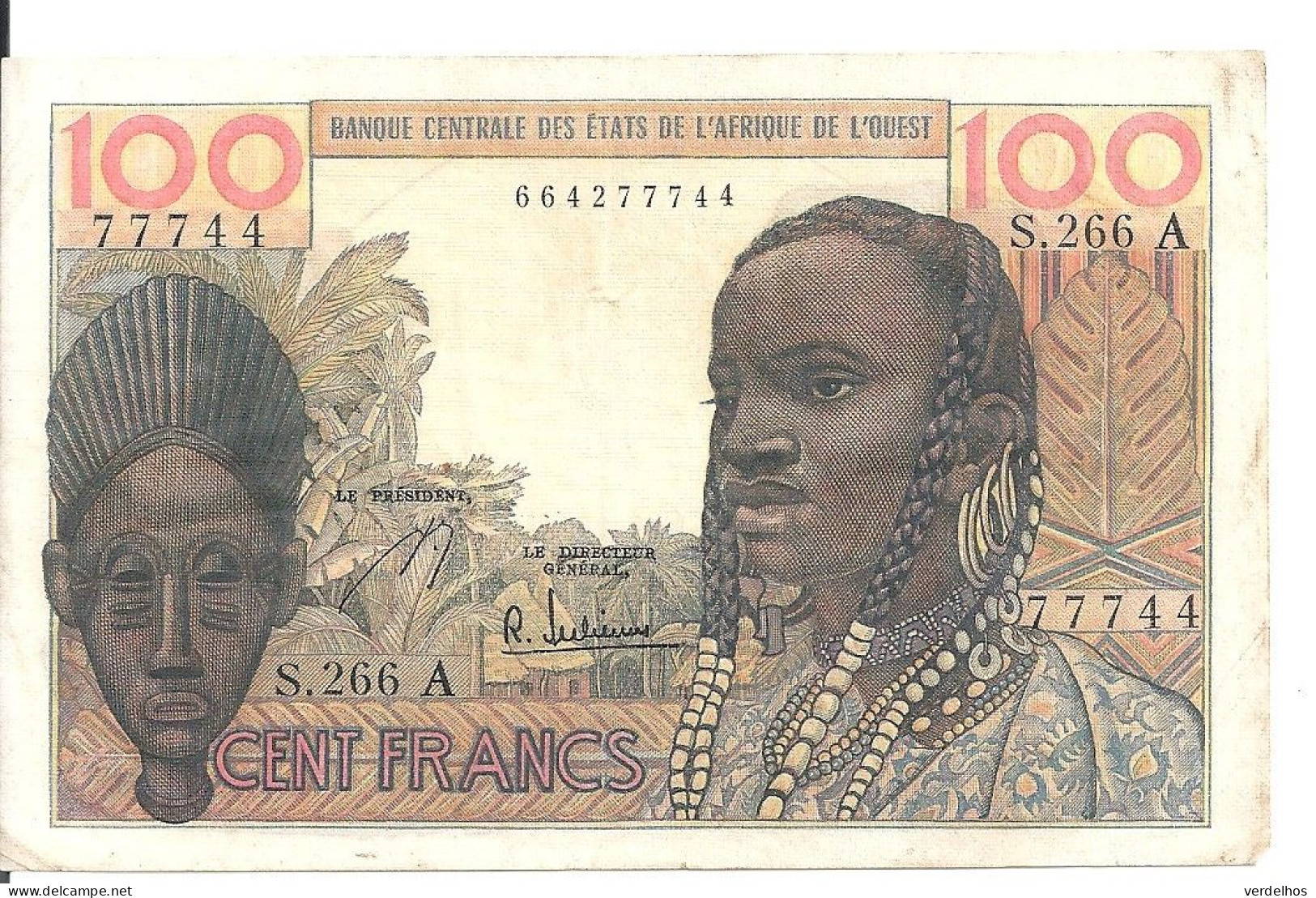 COTE D'IVOIRE 100 FRANCS ND1961-65 XF P 101A G - Côte D'Ivoire