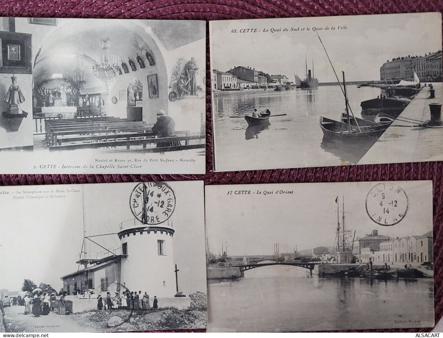 Sete, Cette ,4 Cartes  Chapelle , Sémaphore , Quai D'orient , Cachet Hopital Temporaire Numero 13  , Rare - Sete (Cette)