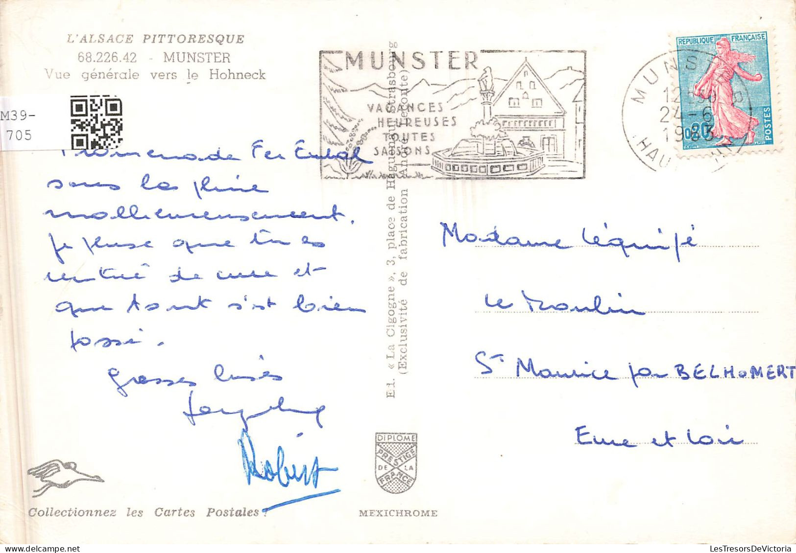 FRANCE - Munster - Vue Générale Vers Hohneck - Colorisé - Carte Postale - Munster