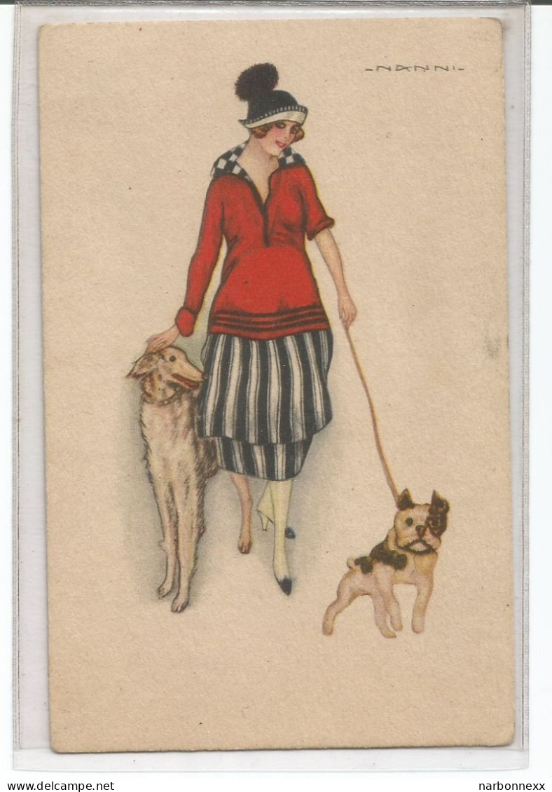 Nanni - 2325 Belle Carte Dame Avec Deux Chiens - Nanni