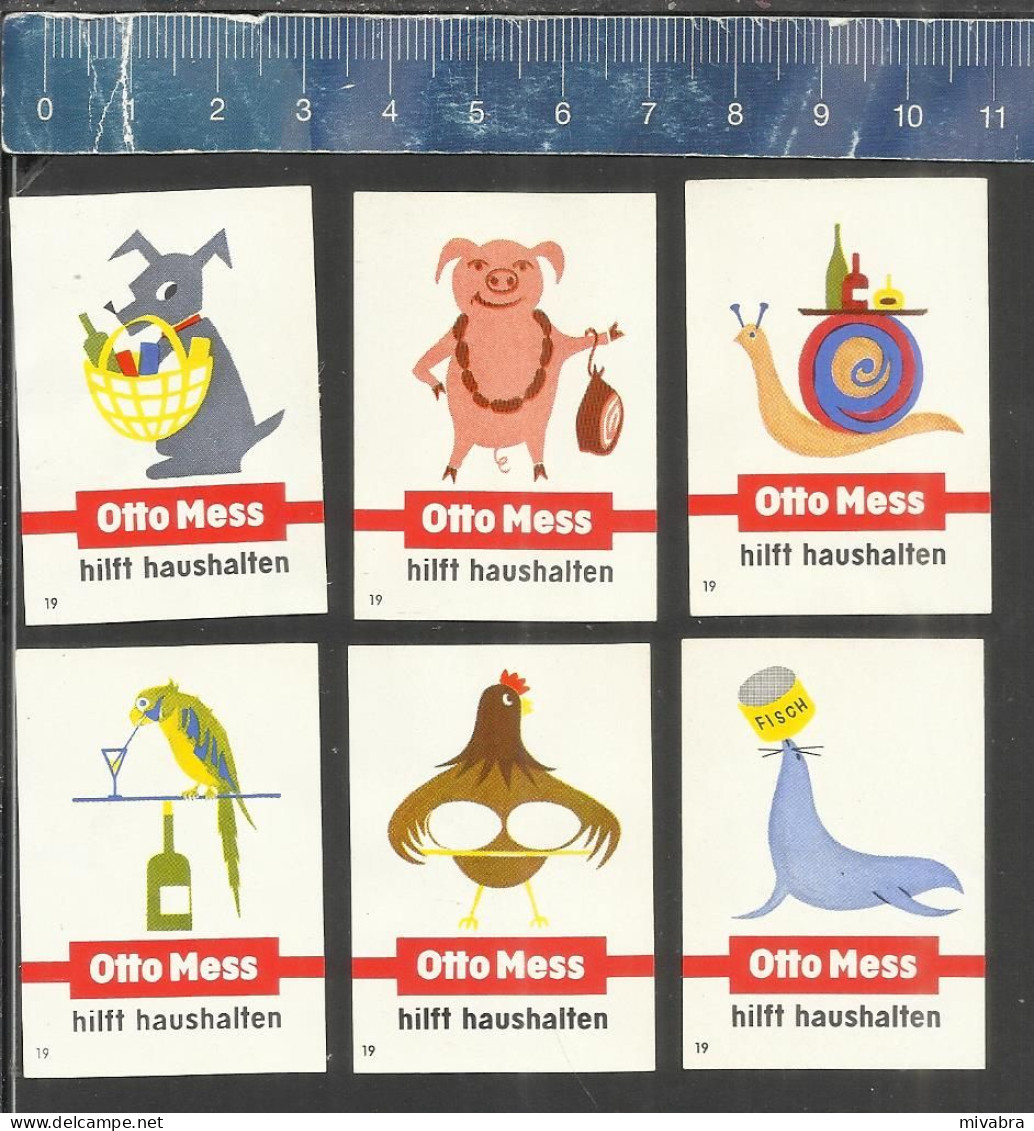 OTTO MESS HILFT HAUSHALTEN DOG PIG SEAL CHICKEN SNAIL ARA - Matchbox Labels GERMANY 1963 - Boites D'allumettes - Etiquettes