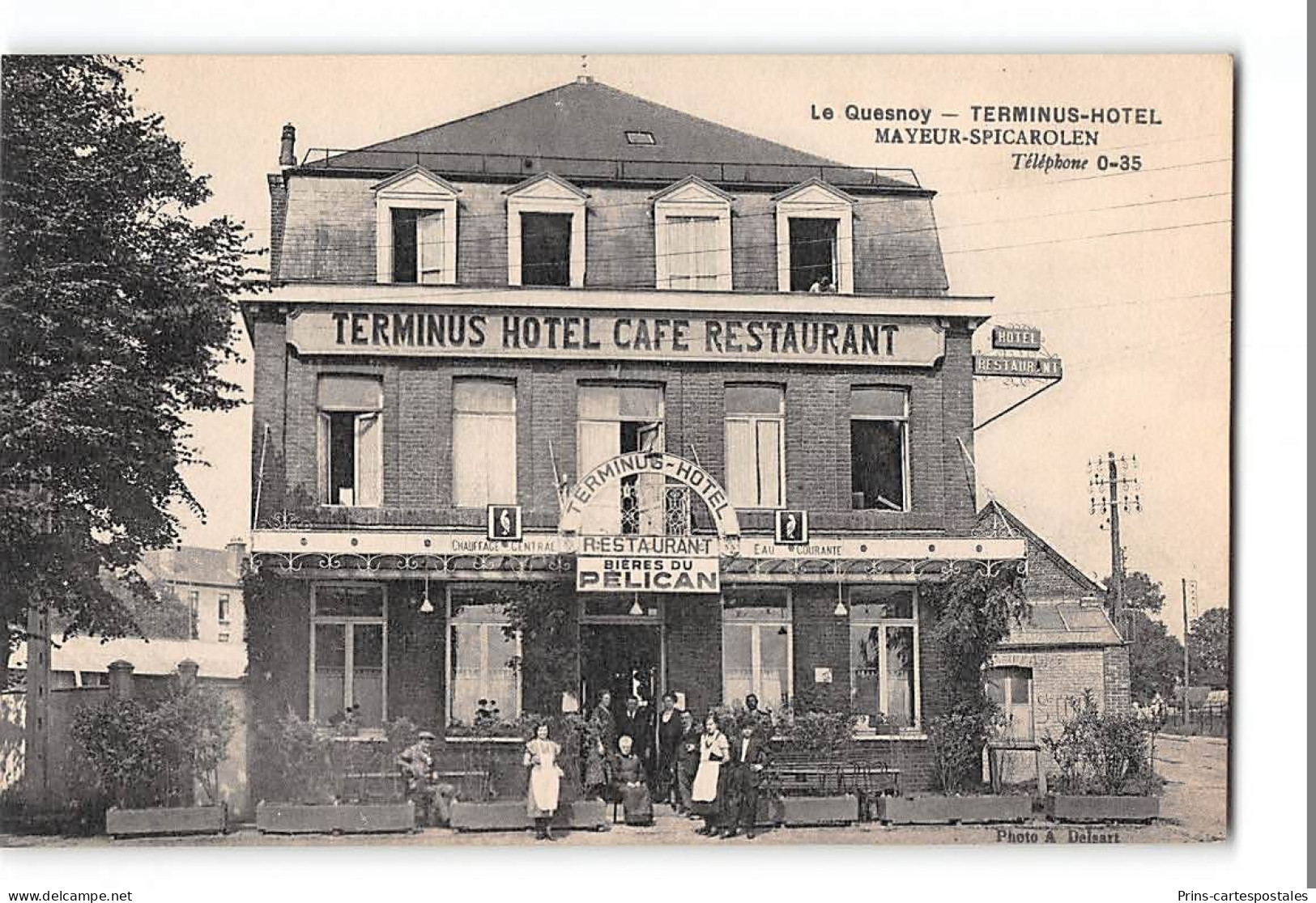 CPA 59 Le Quesnoy Terminus Hotel Mayeur Spicarolen - Le Quesnoy