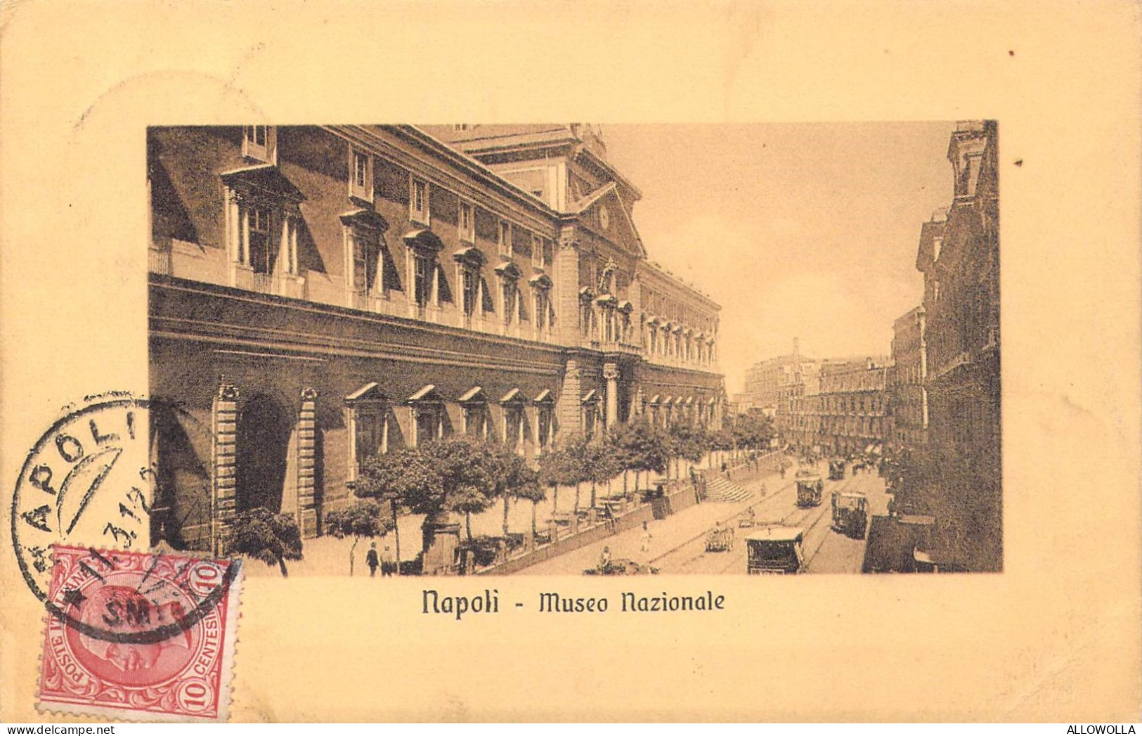 25911 " NAPOLI-MUSEO NAZIONALE " ANIMATA-TRAMWAY-VERA FOTO-CART.POST. SPED.1912 - Casoria