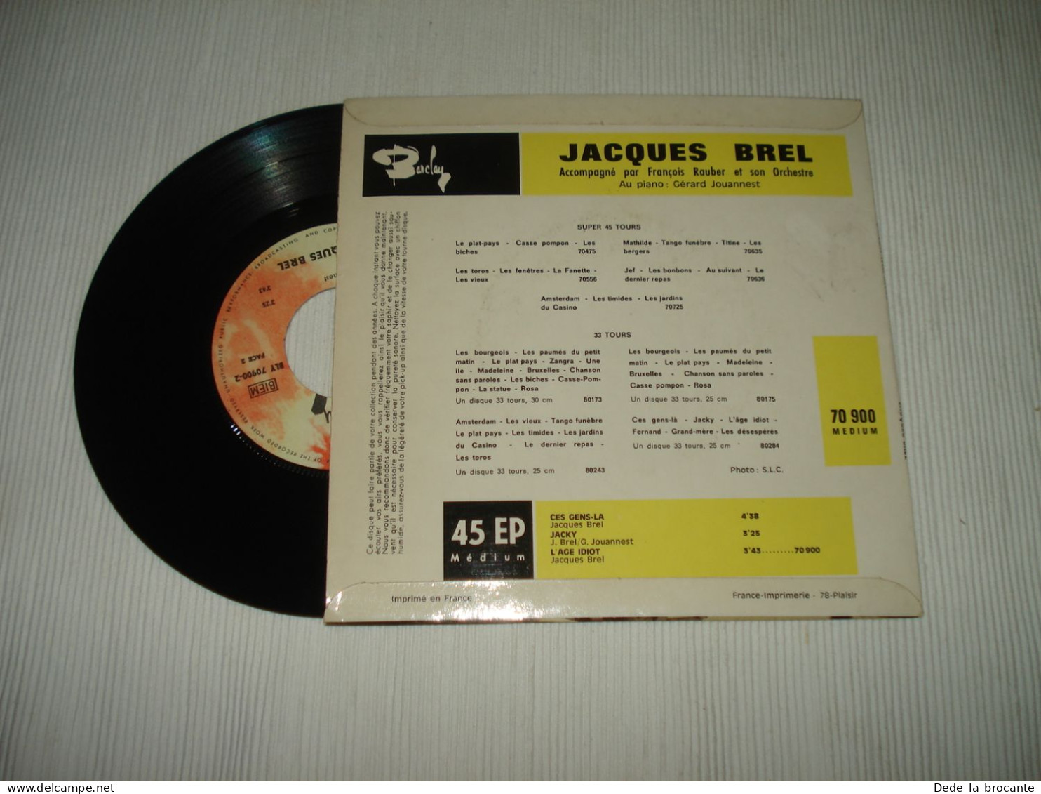 B13 / Jacques Brel – Ces Gens Là - EP – Barclay – 70 900 M - Fr 1965  NM/NM - Formatos Especiales