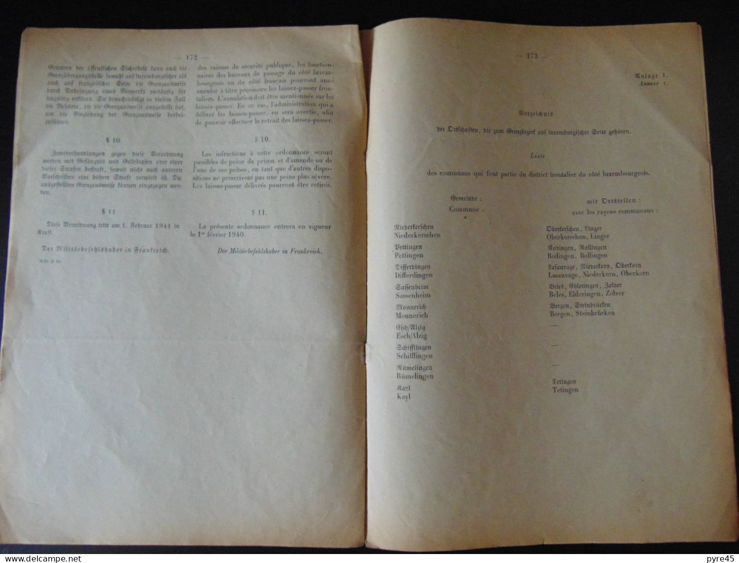 Journal officiel des décrets du commandant militaire, n° 21,  1941 ( désolidarisé, rousseurs, pliures )