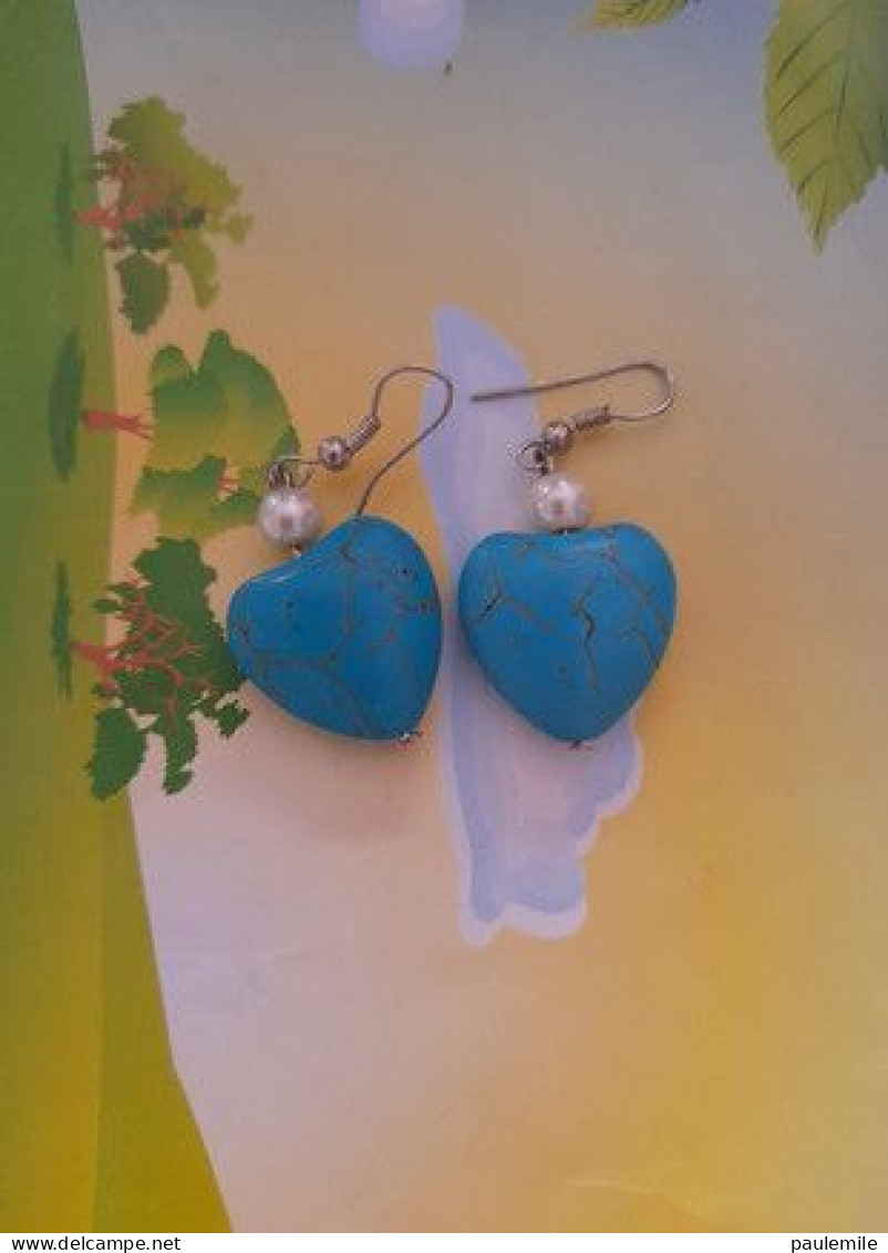 PAIRE   DE  BOUCLES D.OREILLES  VRAI PIERRE  FAIT PAR MOI-MEME - Earrings