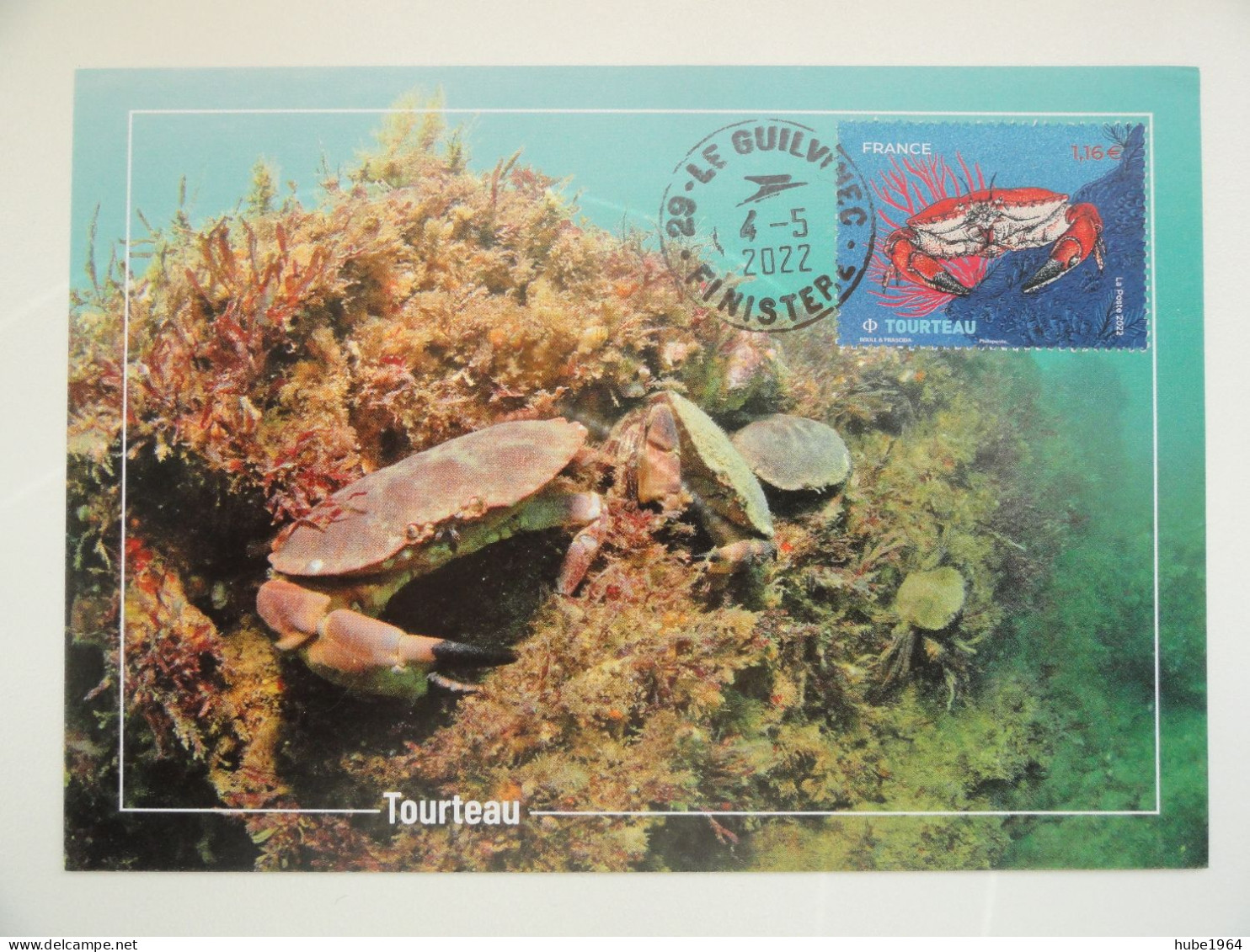 CARTE MAXIMUM CARD TOURTEAU OBL ORD LE GUILVINEC FINISTERE FRANCE - Crustaceans