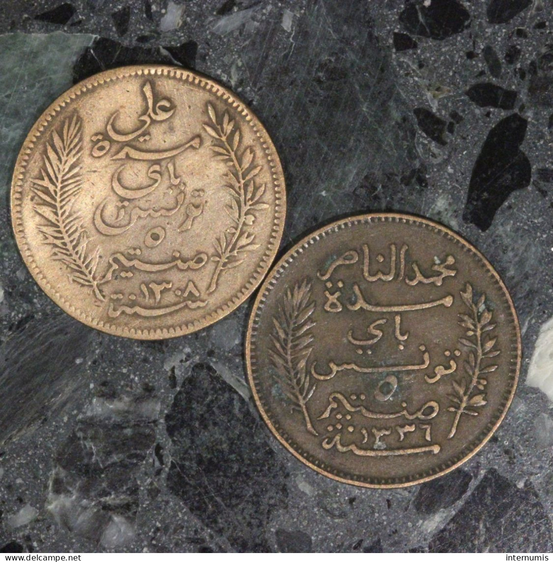 Tunisie / Tunisia LOT (2) : 5 Centimes 1891 & 1917 - Kiloware - Münzen