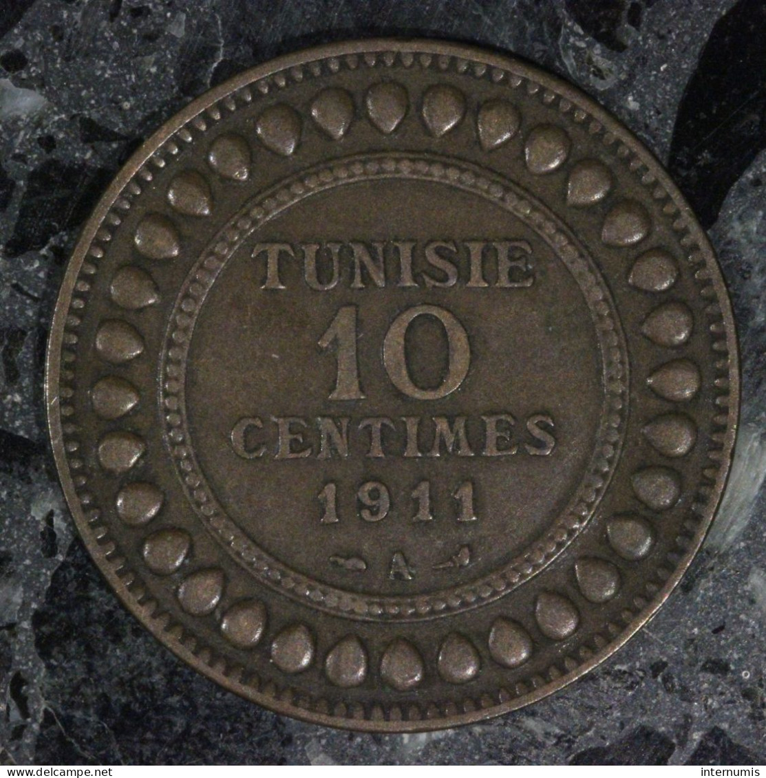  Tunisie / Tunisia, Muhammad V, 10 Centimes, 1911, , Bronze, TTB (EF),
KM#236 , Lec.102 - Tunisia