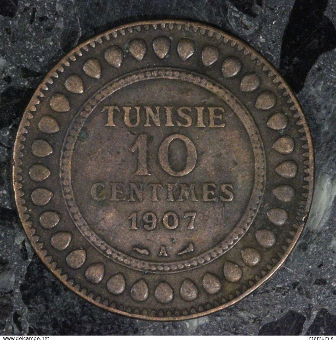  Tunisie / Tunisia, Muhammad V, 10 Centimes, 1907, , Bronze, TTB (EF),
KM#236 , Lec.100 - Tunisia