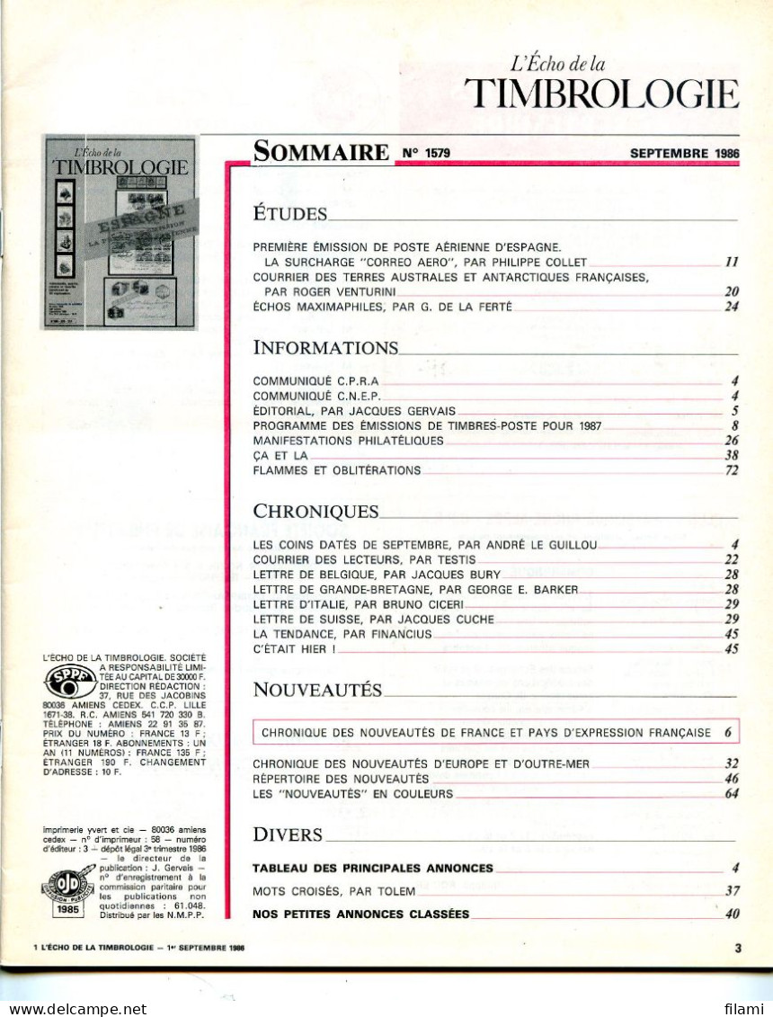 L'écho De La Timbrologie,colis Postaux Paris,TAAF,rose,poste Aérienne Espagne Surchargé "correo Aero" - Französisch (bis 1940)