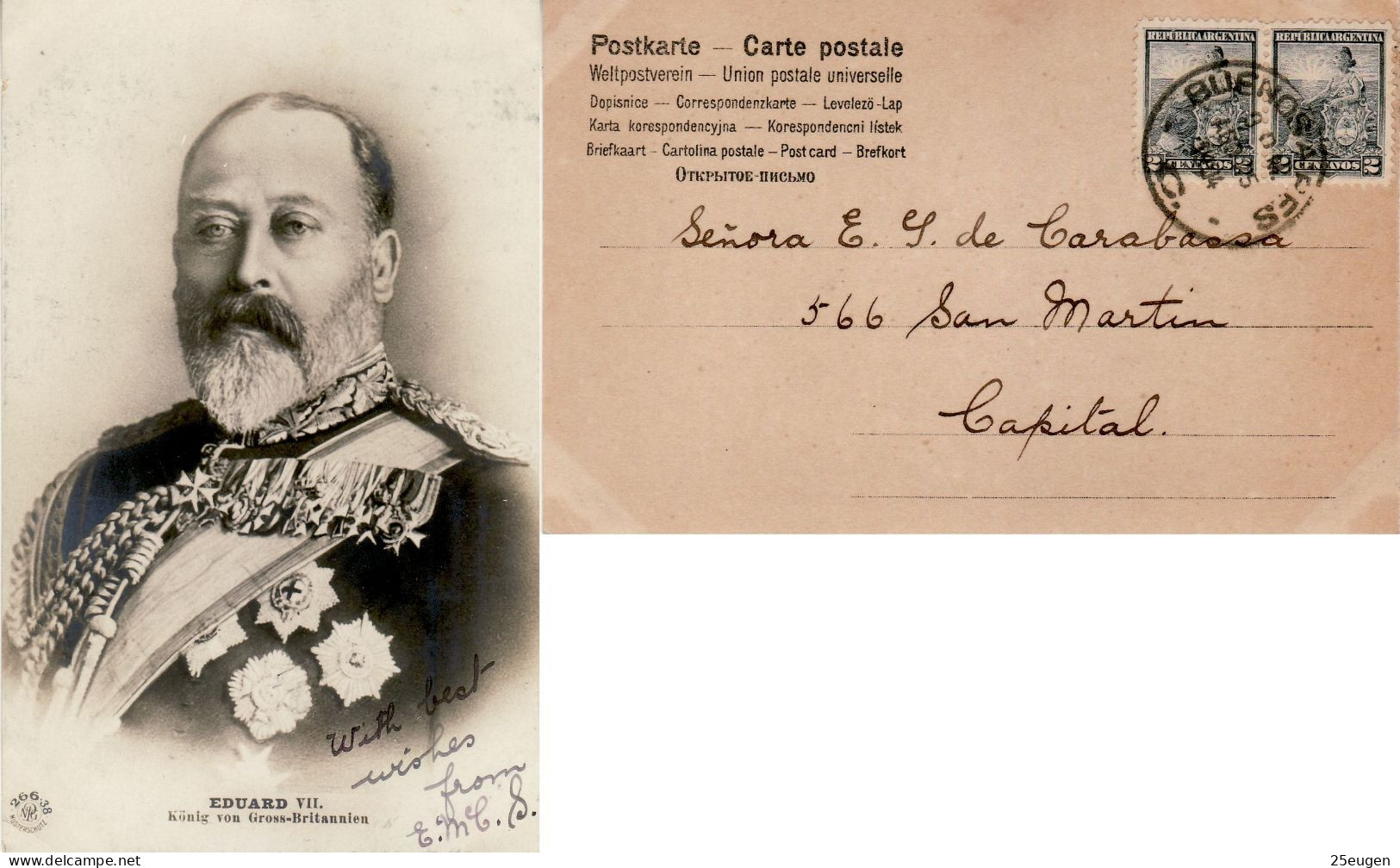 ARGENTINA 1904  POSTCARD SENT TO  BUENOS AIRES - Storia Postale