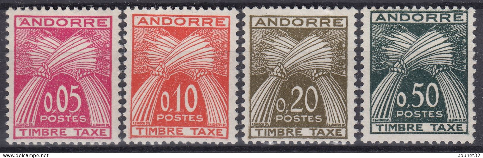 TIMBRE ANDORRE TAXE N° 42/44 NEUFS * GOMME TRACE CHARNIERE & N° 45 NEUF ** GOMME SANS CHARNIERE - Unused Stamps