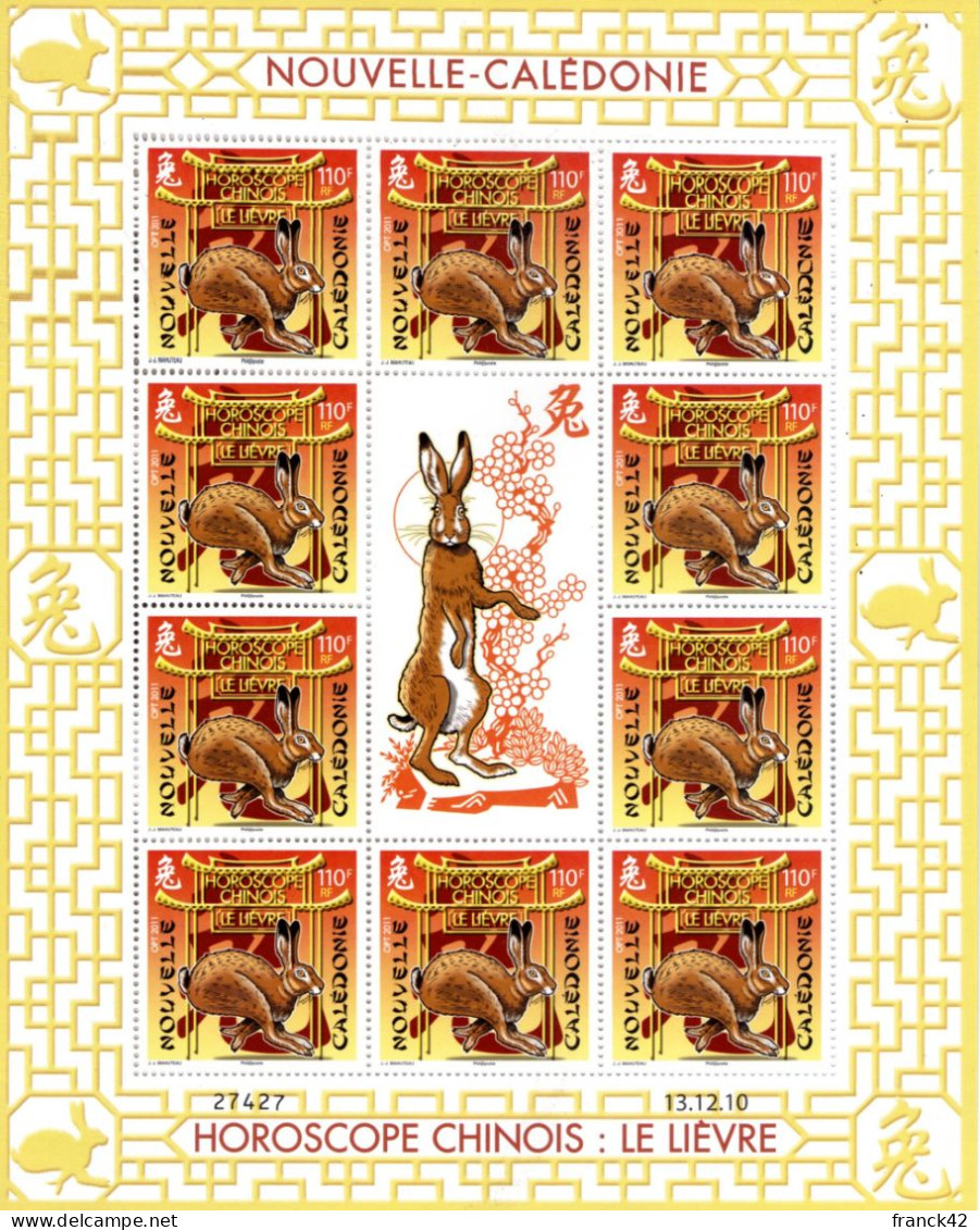 Nouvelle Calédonie. Horoscope Chinois. Lievre. 2011 - Unused Stamps