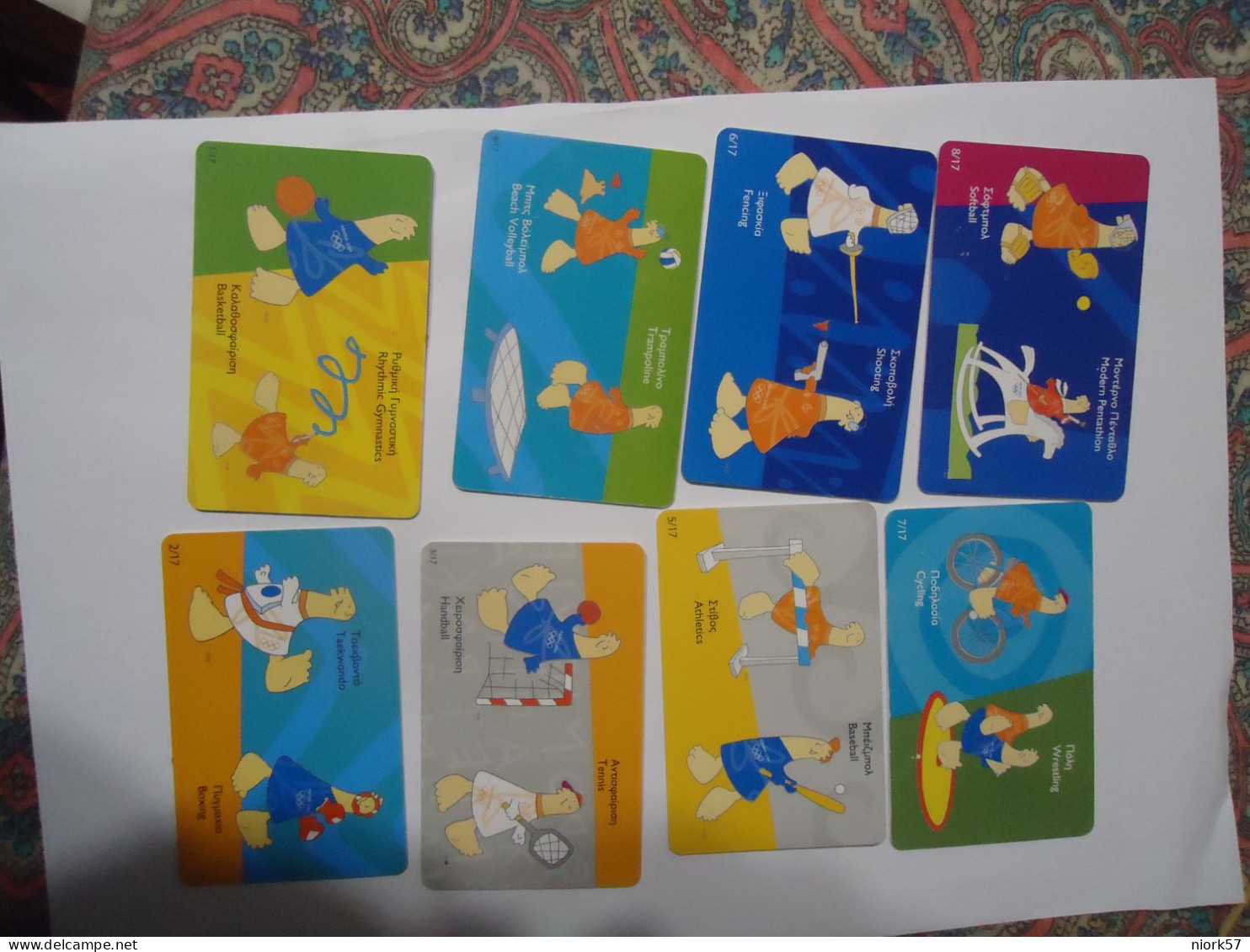 GREECE  SET 17  USED   CARDS MASCOTS  OLYMPIC GAMES  ATHENS 2004  FULL SET - Greece