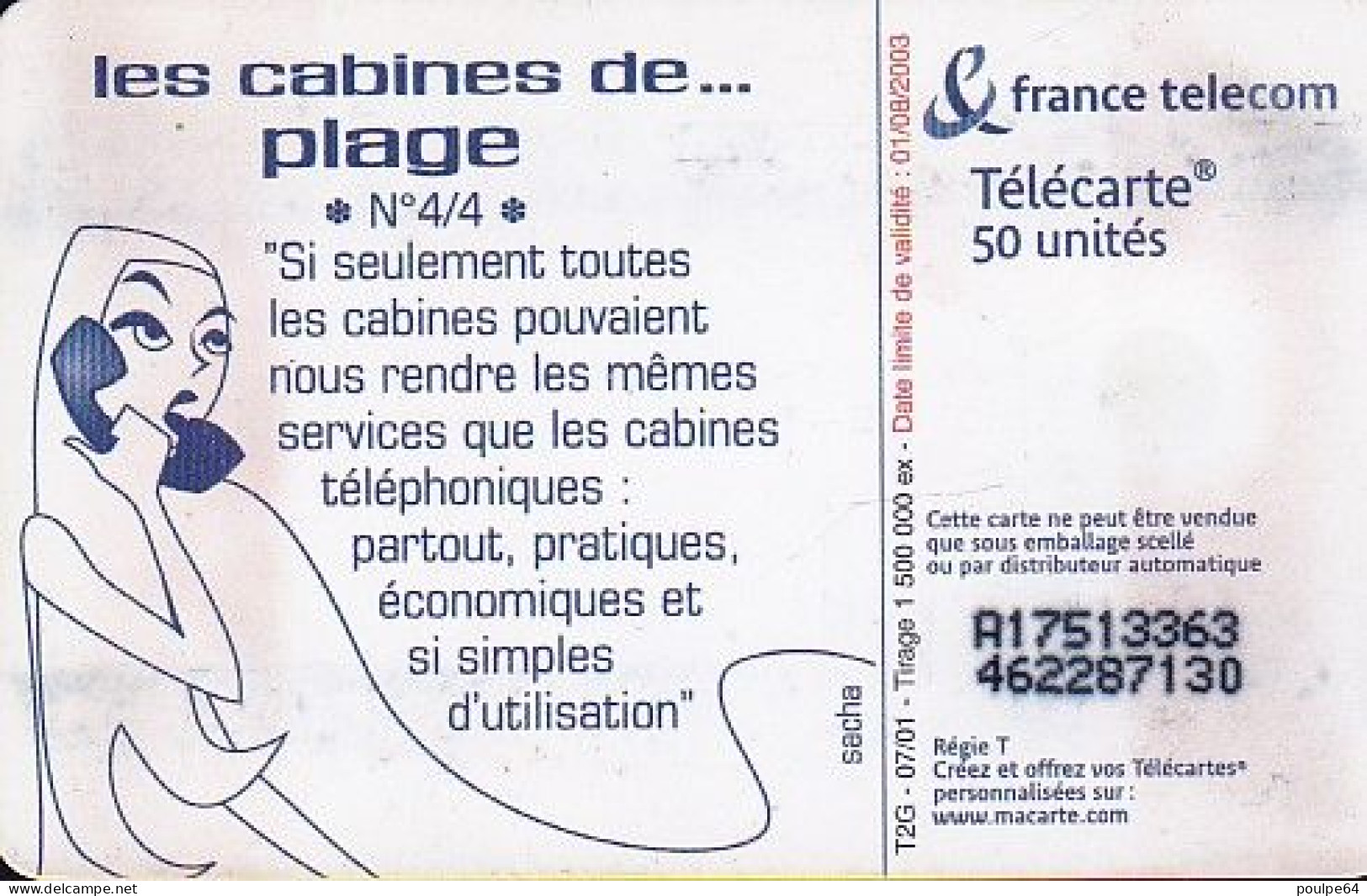 F1160  07/2001 - LES CABINES DE PLAGE - 50 SO6 - 2001