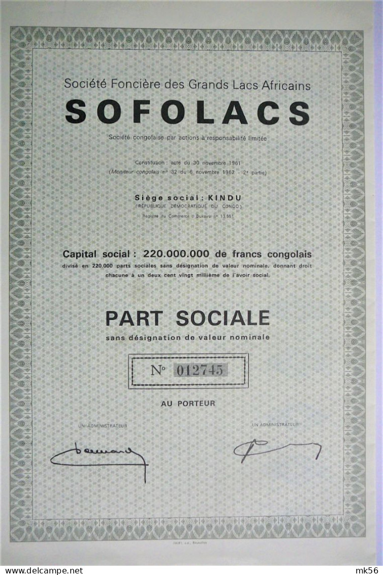 Société Foncière Des Grands Lacs Africains(Sofolacs) - Africa