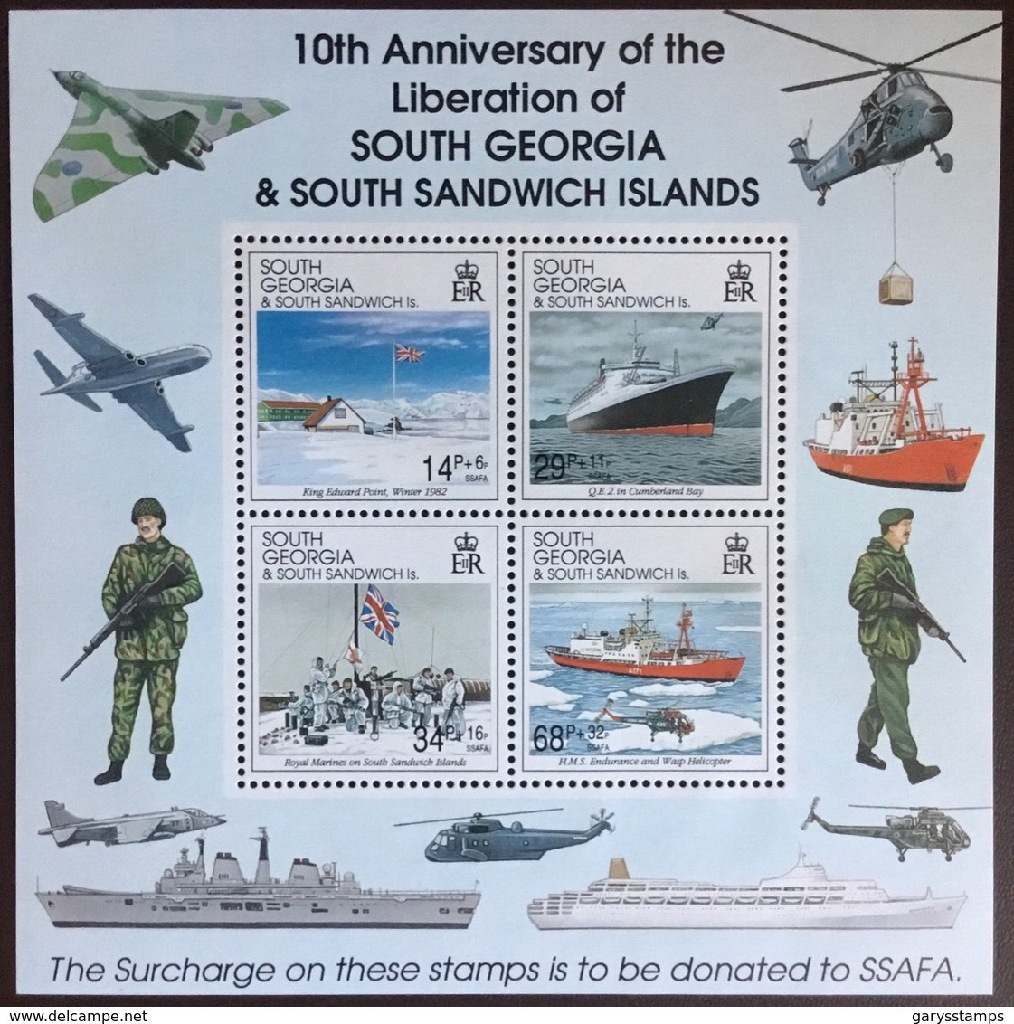 South Georgia 1992 Liberation Anniversary Aircraft Aviation Minisheet MNH - South Georgia